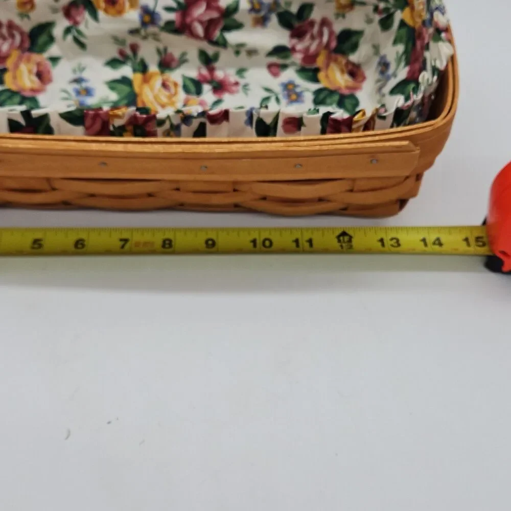 Longaberger Rectangle Basket 14” with Floral Liner 1995